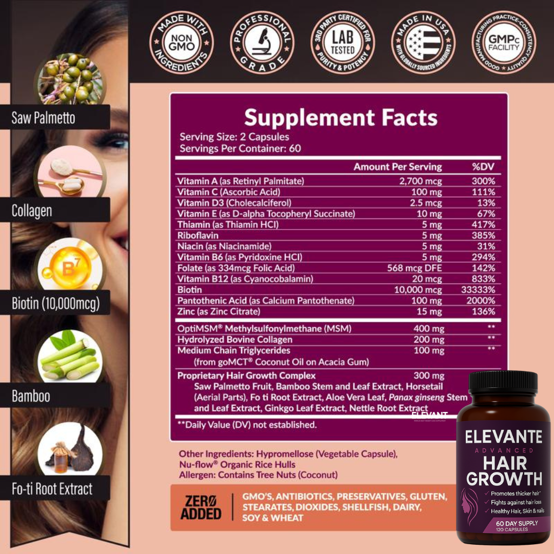 Elevante™ - Vitaminas Capilares Premium
